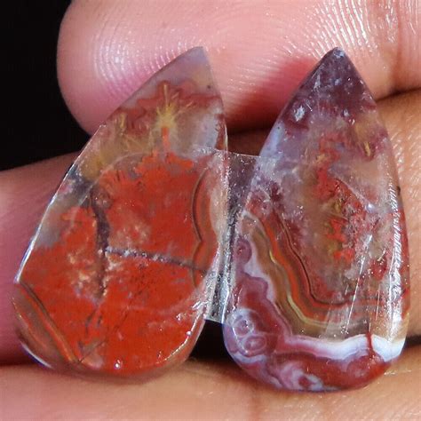 21 05 CT 12x23x3 Mm Natural CRAZY LACE AGATE Pear Cabochon Gemstone