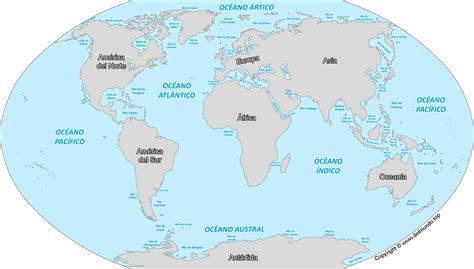 Todos los mares del mundo por continente océano y tamaño