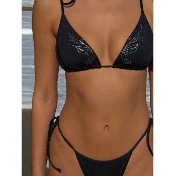 Emmiol Free Shipping 2025 Butterfly Micro String Bikini Set Black S In