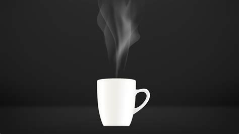 White Realistic Cup With Hot Coffee With Steam Layered Vector Mock Up