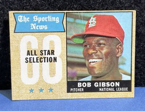 1968 Topps Baseball Bob Gibson All Star 378 St Louis Cardinals Hof