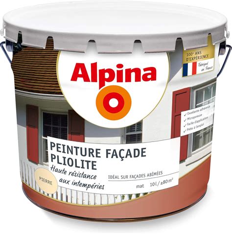 ALPINA Peinture façade Pliolite Garantie 5 ans Mat Ton Pierre 10L