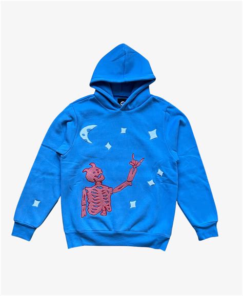 Musical Touch Light Blue Skeleton Hoodie Abstractbyjules