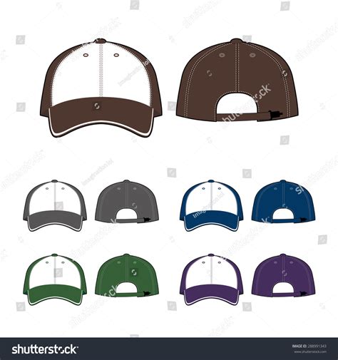 Cap Template Front Back View Vector Stock Vector (Royalty Free ...