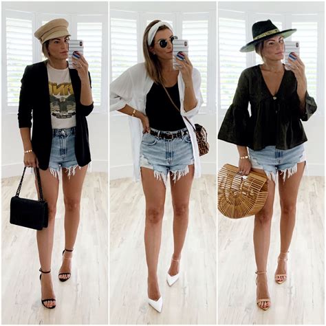 Denim Shorts And Heels Styled 3 Ways Shorts Outfits Women Denim