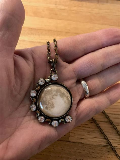 Custom Birth Moon Necklace Personalized Moon Phase Pendant Etsy