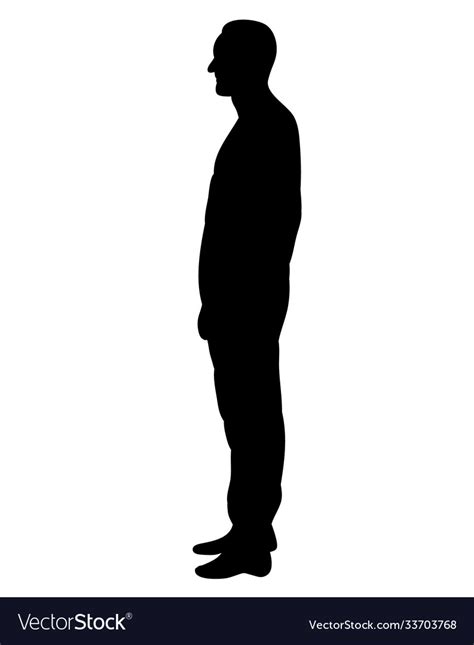 Isolated Silhouette Man Stands Sideways Royalty Free Vector