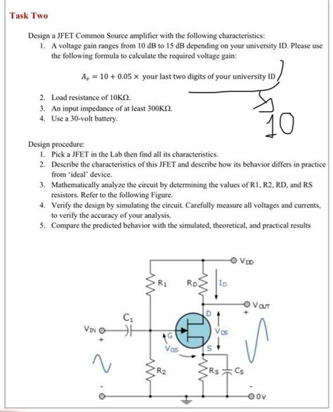 Solved Task Two Design A Jfet Common Source Amplifier Wi