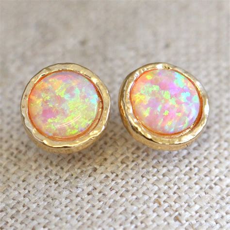 Opal Earringsopal Stud Earringsfire Opal Earrings Gold Opal - Etsy