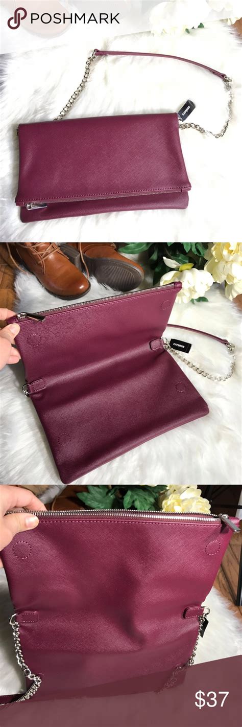 Express Oxblood Red Fold Over Clutch