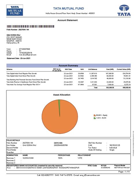 Tata Mutual Fund Account Statement Pdf Mutual Funds Financial Services