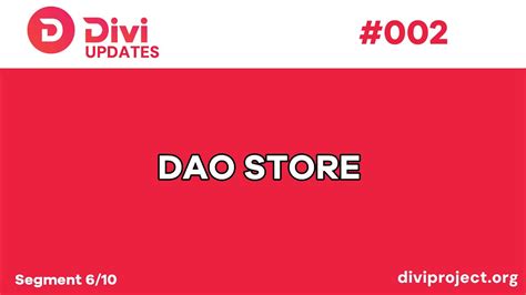 Divi Updates DAO Store YouTube