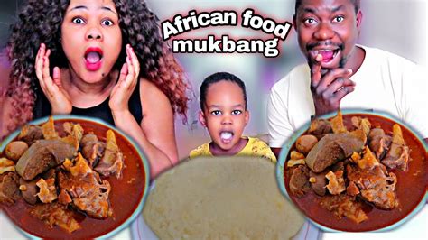 Fufu With Palmnut Okro Goat Soup Mukbang African Food Mukbang Finger Licking Mukbang Youtube