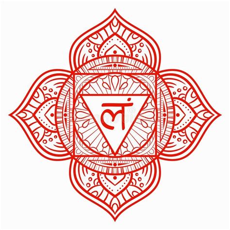 Muladhara Root Chakra Symbol Colorful Mandala Vector Illustration