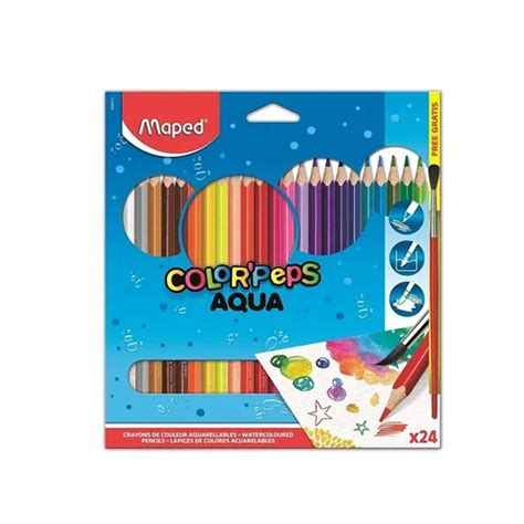 Lápis De Cor Aquarelável Color Peps Aqua 24 Cores Pincel Tem Tem