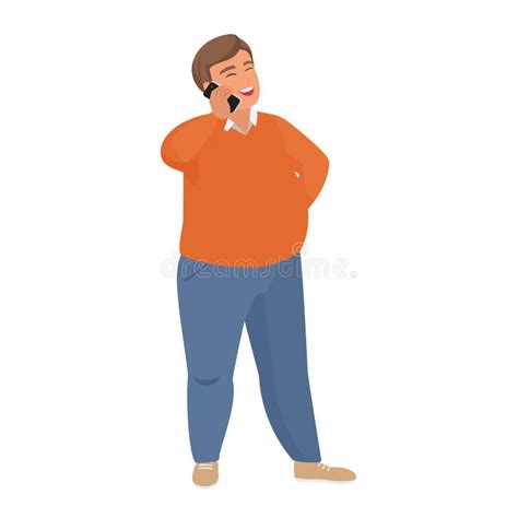 Fat Man Talking On Phone Stock Vector Illustration Of Phone 273332744