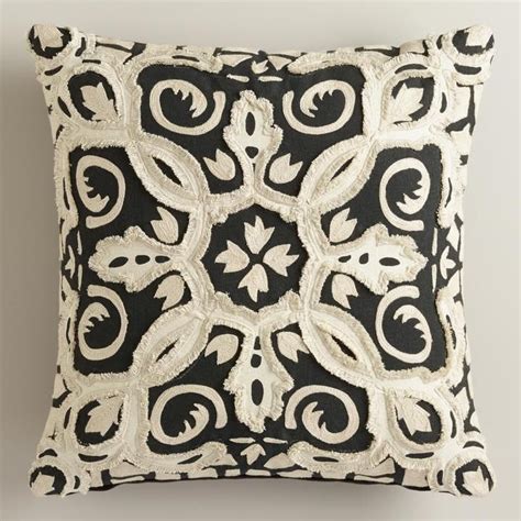 Cost Plus World Market Black And White Frayed Throw Pillow Throw