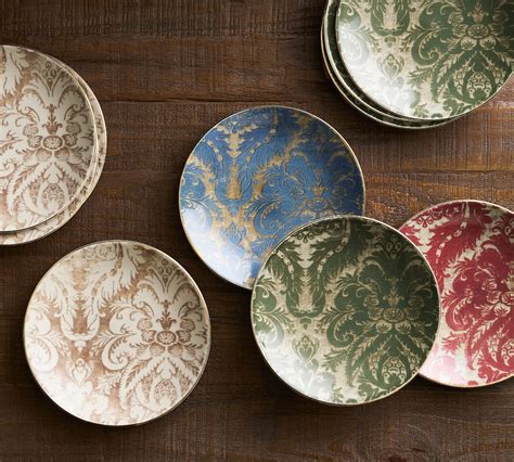 Stella Damask Stoneware Salad Plates Set Of 4 Pottery Barn