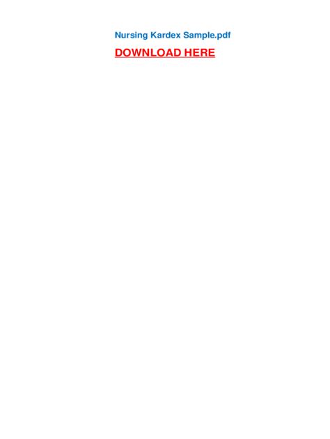 Fillable Online Nursing Kardex Samplepdf Fax Email Print Pdffiller