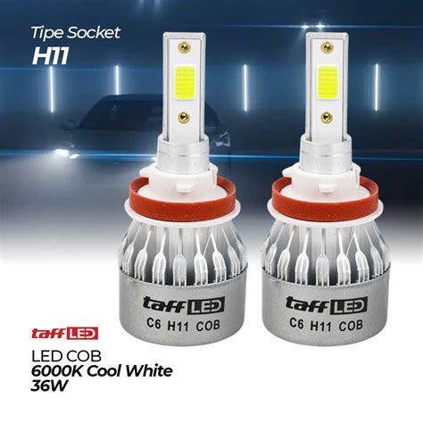 Jual TaffLED Lampu Depan Mobil Headlight LED H11 COB Cool White