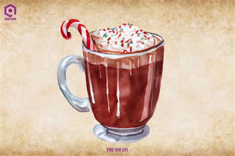 Christmas Hot Cocoa Watercolor Bundle Bundle Creative Fabrica