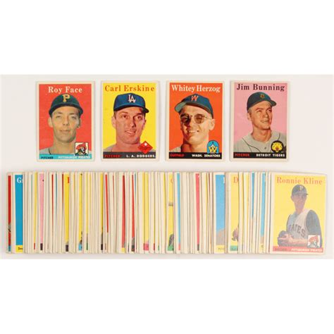 Lot Of 115 1958 Topps Baseball Cards With 115 Jim Bunning 258 Carl