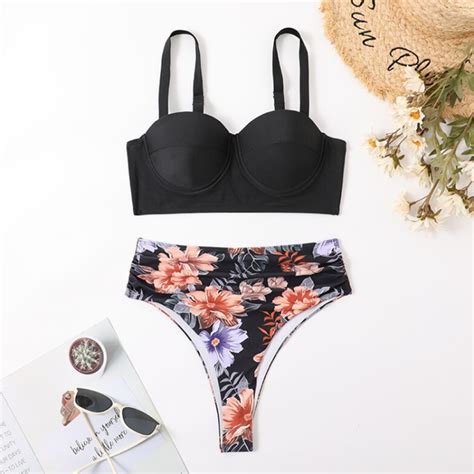 Woman Sexy High Waist Two Piece Bikini Swimsuit Size M As Show