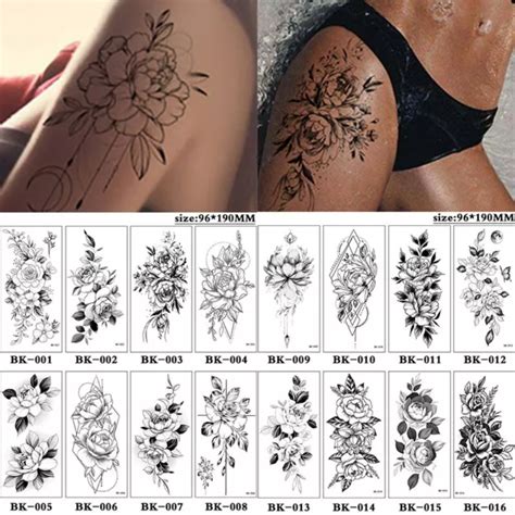 Femme Tatouage Temporaire Autocollant Faux Tatoo Corps Art Imperm Able