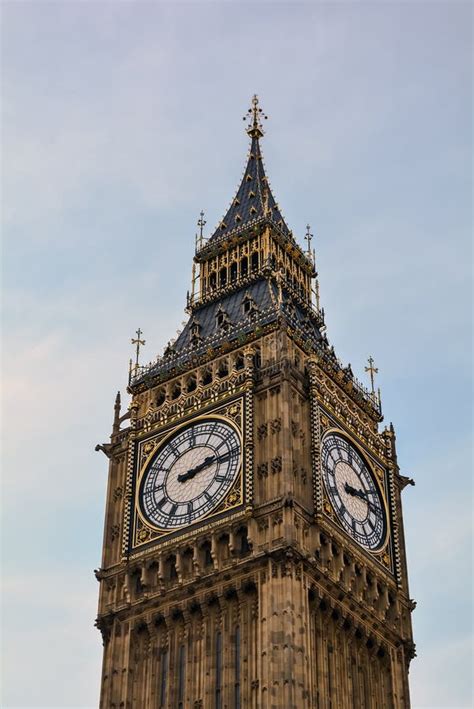 Clock Big Ben Elizabeth Tower At 5 Oclock Stock Photo Image Of