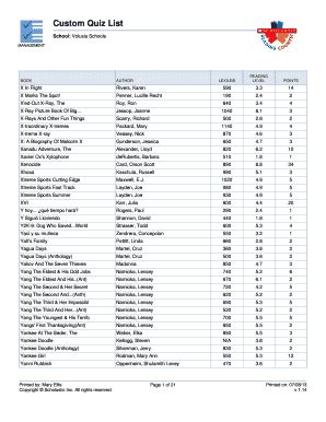 Reading Counts Book List Volusia County - Fill and Sign Printable ...