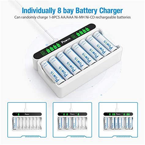 Powxs Bay Fast Individual Aa Aaa Battery Charger Clearly Lcd Display