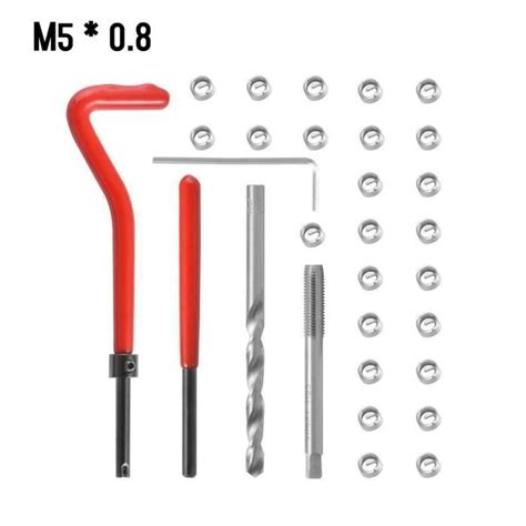 FILIERE BUSE DE FILAGE TARAUD 30Pcs M5 0 8 Kit Outils De