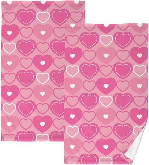 Gzhjmy Valentines Day Cotton Hand Towels 2 Pack Absorbent Bath Towel