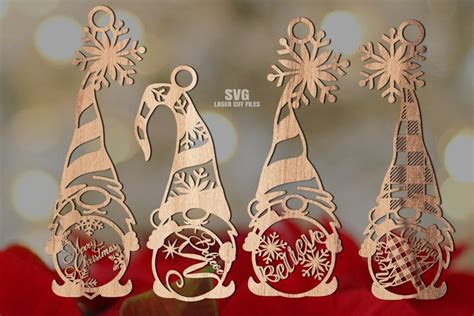 Christmas Snowflake Gnome Ornament Svg Glowforge File Bundle 1426879 Laser Cutting Designs