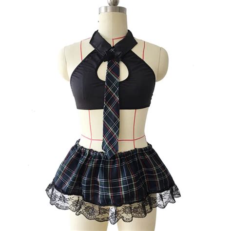 Plus Size Sexy Underwear Role Play Vest Plaid Skirt Lingerie Sexy Erotic Costumes Lenceria Sexy