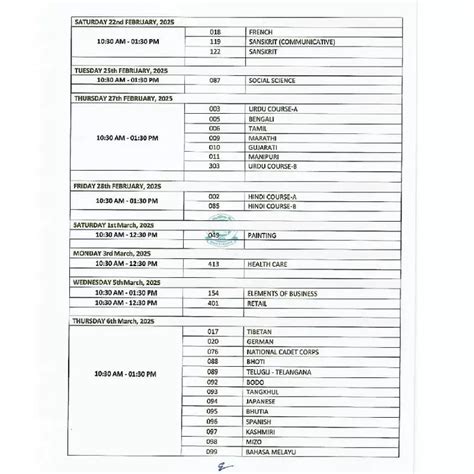 Cbse 2025 Date Sheet For Class 10th And 12th Download Pdf