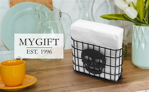 Amazon Mygift Black Metal Wire Napkin Holder With Skull Cut Out