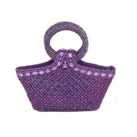 Ls270819a Purple Beaded Wedding Handmade Evening Handbag Bag Purple Color Purple Bags Evening