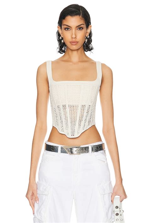 Dion Lee Crochet Suspend Corset Top In Ecru FWRD