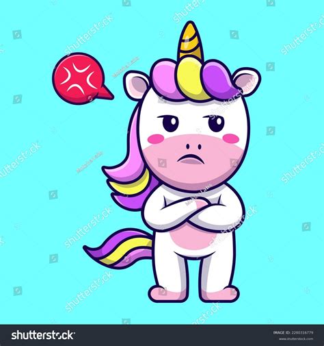 Cute Angry Unicorn Cartoon Vector Icons Stock Vector (Royalty Free ...