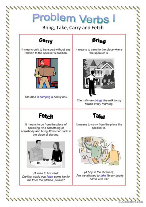 Bring Take Fetch English Esl Worksheets Pdf Doc