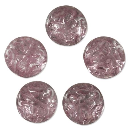 Czech Pressed Glass Button Bead 13mm Luster Amethyst 1 Pc