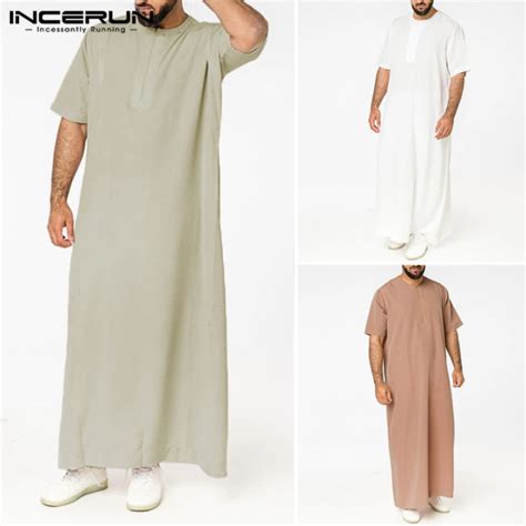 Charmkpr Store Incerun Jubba Mens Muslim Clothing Thobe Saudi Arab