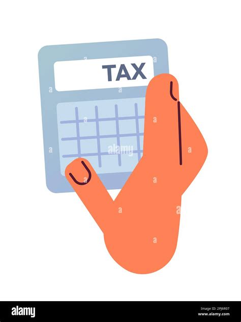 Hand with income tax calculator semi flat color vector icon Stock ...