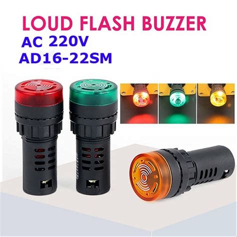 Jual Flash Buzzer V Dc Ac Led Light Pilot Lamp Alarm Signal Shopee