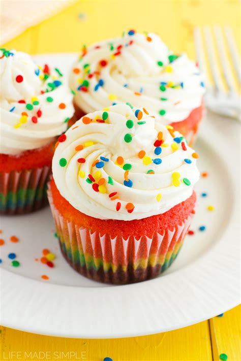 Rainbow Cupcakes With Vanilla Buttercream Life Made Simple