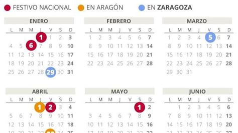 Calendario Laboral De Zaragoza Del Con Todos Los Festivos El