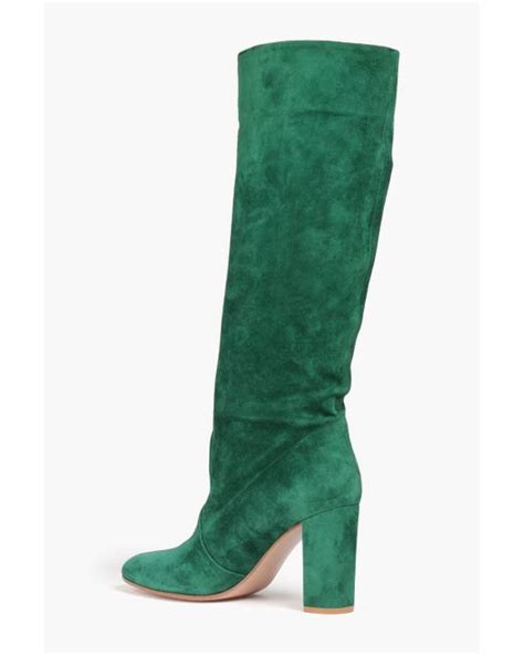 Gianvito Rossi Suede Knee Boots In Green Lyst Australia