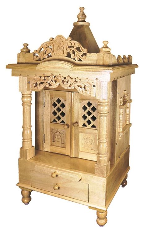 Small Hadmade Artistic Wooden Temple Mandir for Home 15" X 12" #38016 | Buy Wooden Mandir Online