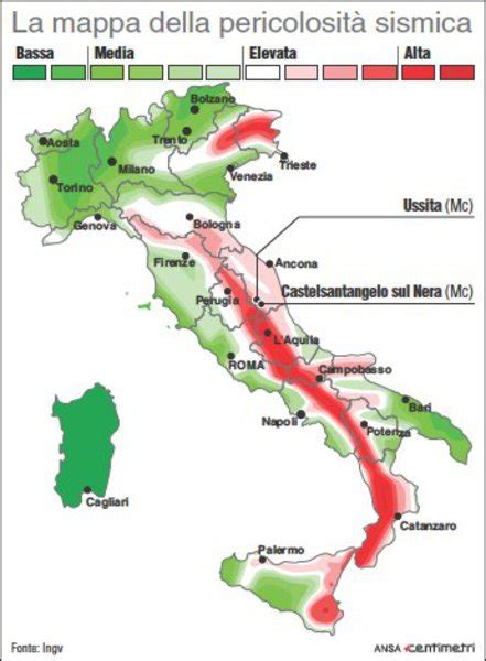 La Mappa Del Rischio Sismico In Italia Primopiano Ansait